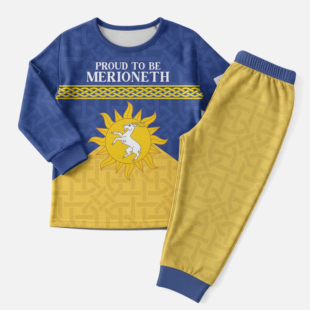 Personalized Merionethshire Wales Christmas Pajama Set Celtic Sun and Goat Design - Wonder Print Shop