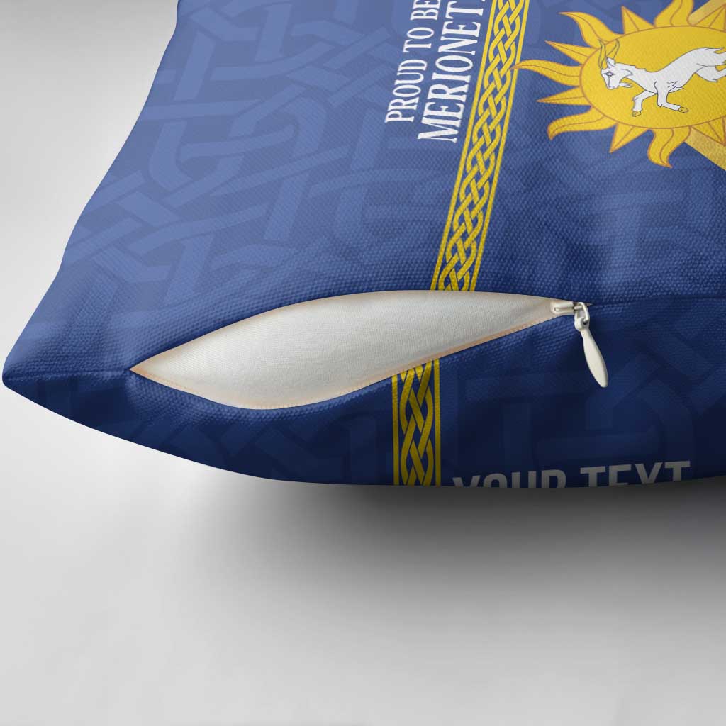 Personalized Merionethshire Wales Pillow Cover Celtic Sun and Goat Design - Wonder Print Shop