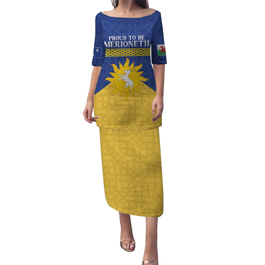 Personalized Merionethshire Wales Puletasi Celtic Sun and Goat Design - Wonder Print Shop