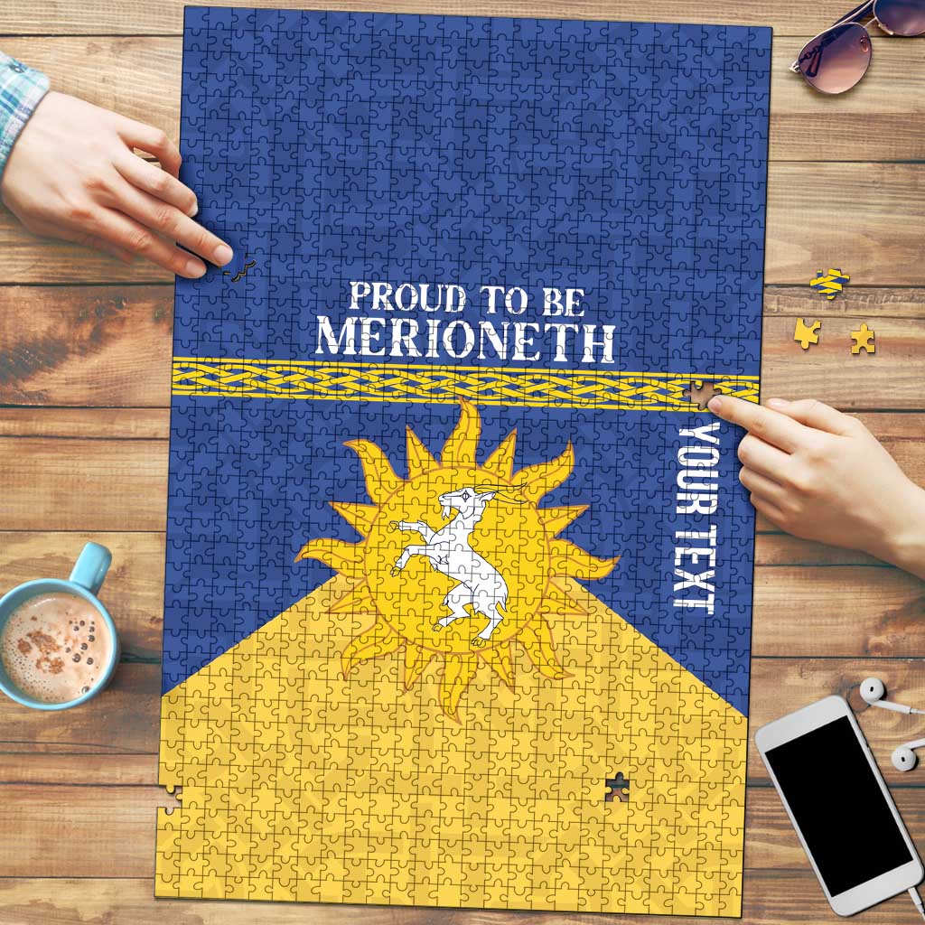 Personalized Merionethshire Wales Puzzle Celtic Sun and Goat Design - Wonder Print Shop