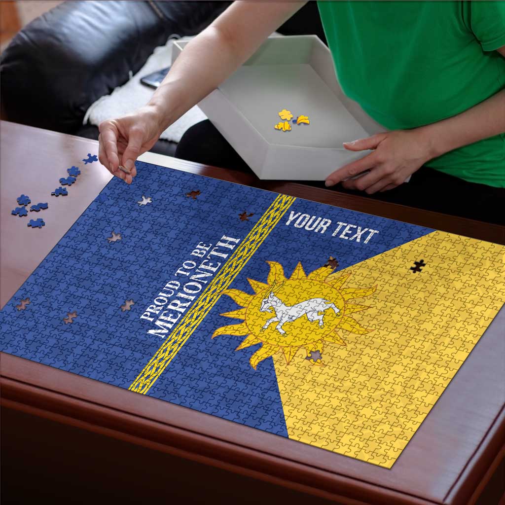 Personalized Merionethshire Wales Puzzle Celtic Sun and Goat Design - Wonder Print Shop