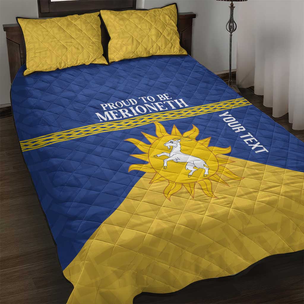 Personalized Merionethshire Wales Quilt Bed Set Celtic Sun and Goat Design - Wonder Print Shop