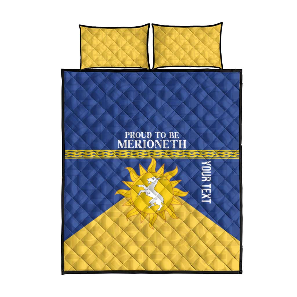 Personalized Merionethshire Wales Quilt Bed Set Celtic Sun and Goat Design - Wonder Print Shop