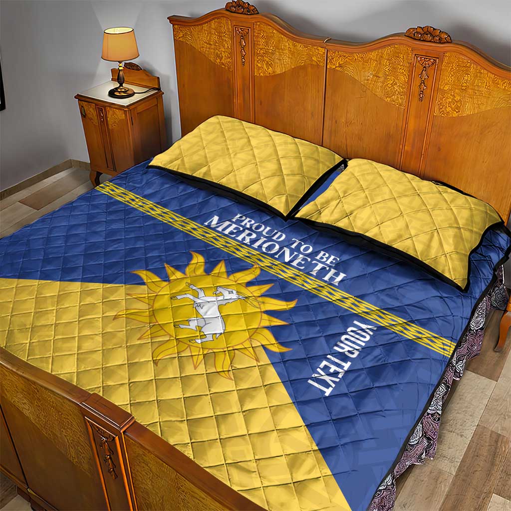 Personalized Merionethshire Wales Quilt Bed Set Celtic Sun and Goat Design - Wonder Print Shop
