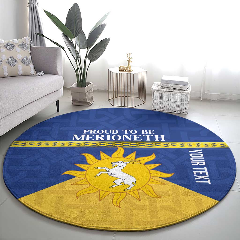 Personalized Merionethshire Wales Round Carpet Celtic Sun and Goat Design - Wonder Print Shop