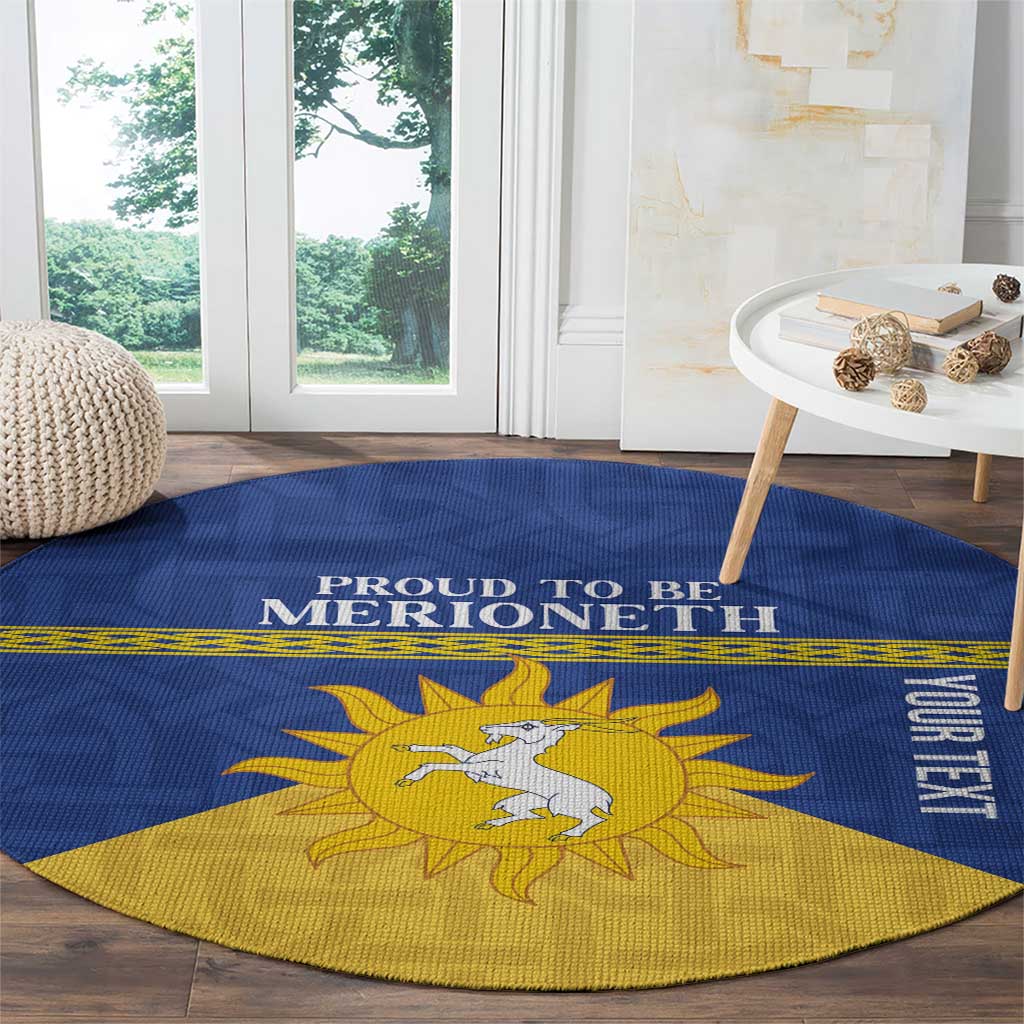 Personalized Merionethshire Wales Round Carpet Celtic Sun and Goat Design - Wonder Print Shop
