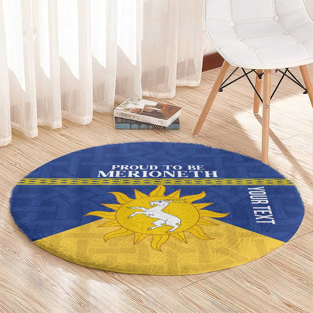 Personalized Merionethshire Wales Round Carpet Celtic Sun and Goat Design - Wonder Print Shop