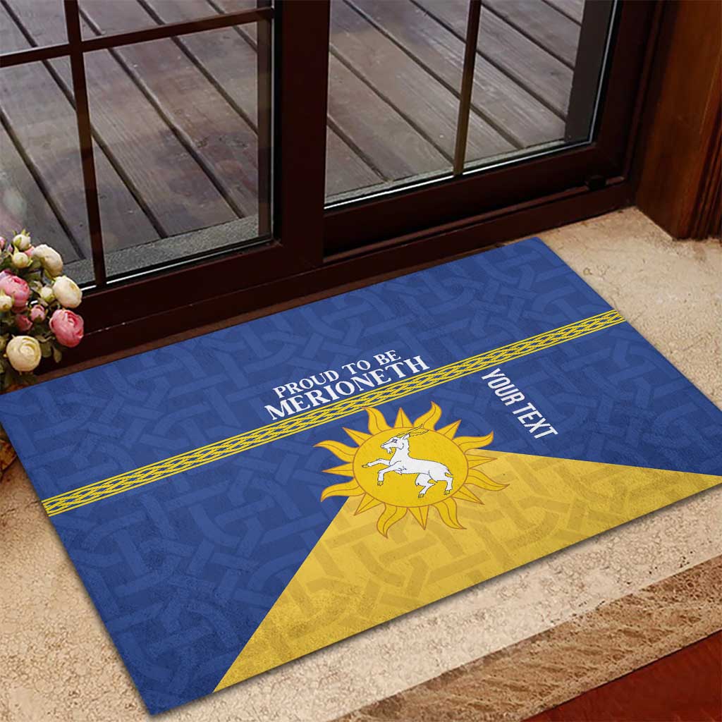 Personalized Merionethshire Wales Rubber Doormat Celtic Sun and Goat Design - Wonder Print Shop