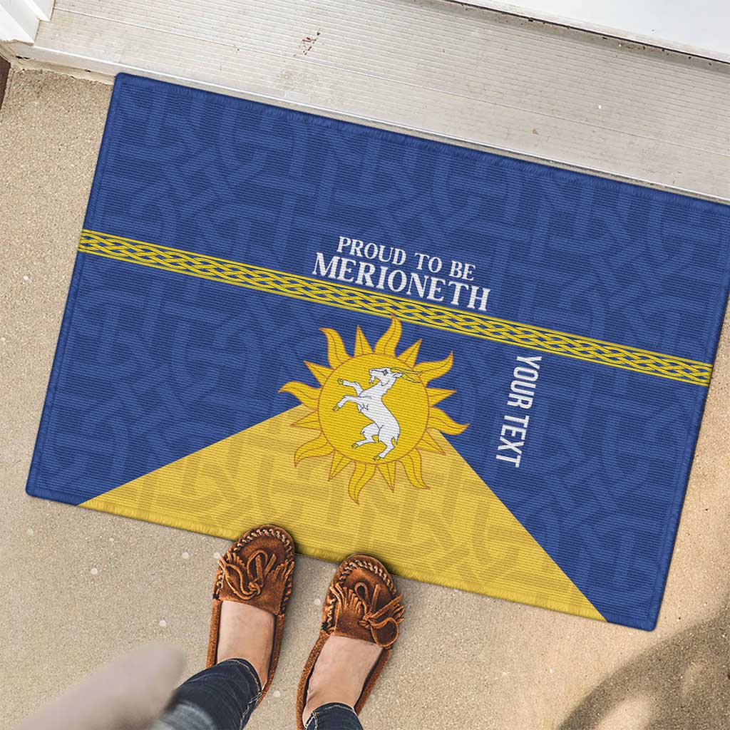 Personalized Merionethshire Wales Rubber Doormat Celtic Sun and Goat Design - Wonder Print Shop