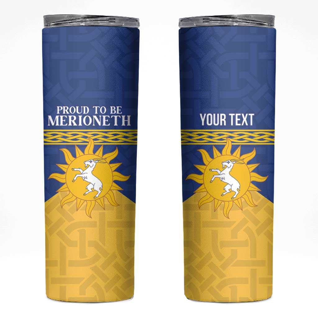 Personalized Merionethshire Wales Skinny Tumbler Celtic Sun and Goat Design - Wonder Print Shop
