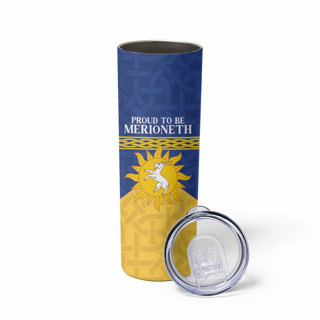 Personalized Merionethshire Wales Skinny Tumbler Celtic Sun and Goat Design - Wonder Print Shop