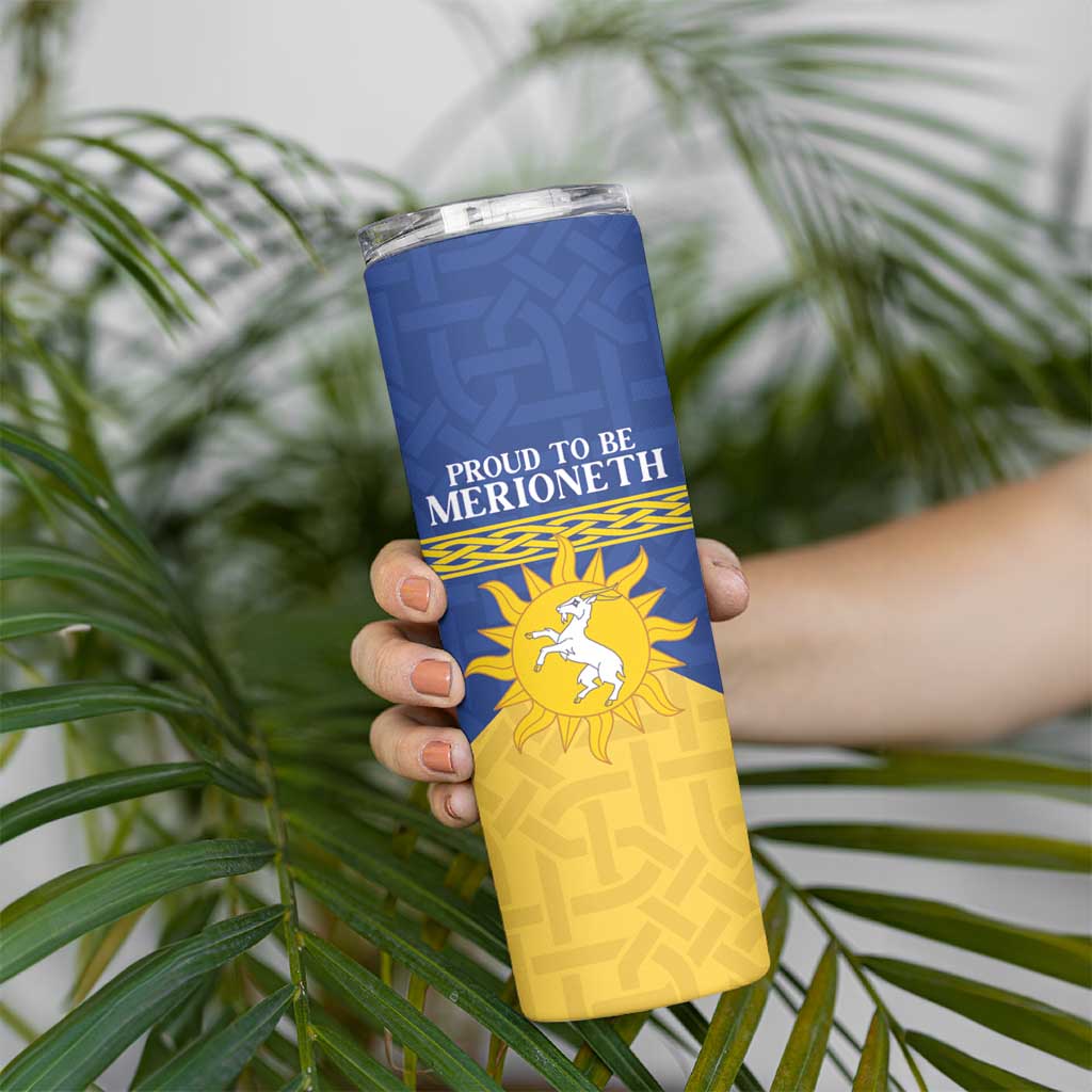 Personalized Merionethshire Wales Skinny Tumbler Celtic Sun and Goat Design - Wonder Print Shop