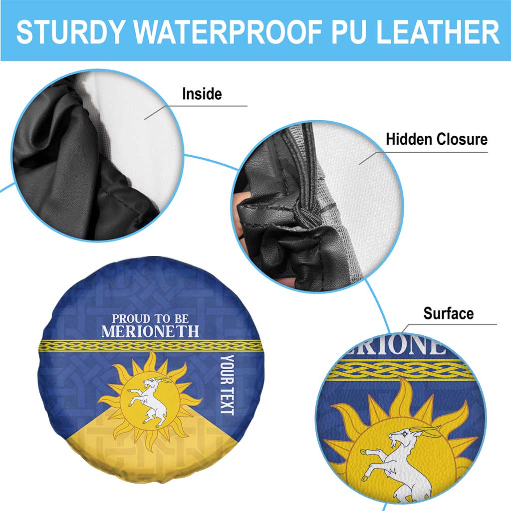 Personalized Merionethshire Wales Spare Tire Cover Celtic Sun and Goat Design - Wonder Print Shop