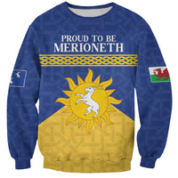 Personalized Merionethshire Wales Sweatshirt Celtic Sun and Goat Design - Wonder Print Shop