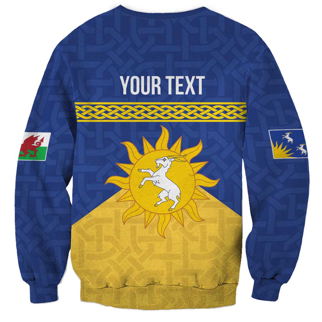 Personalized Merionethshire Wales Sweatshirt Celtic Sun and Goat Design - Wonder Print Shop
