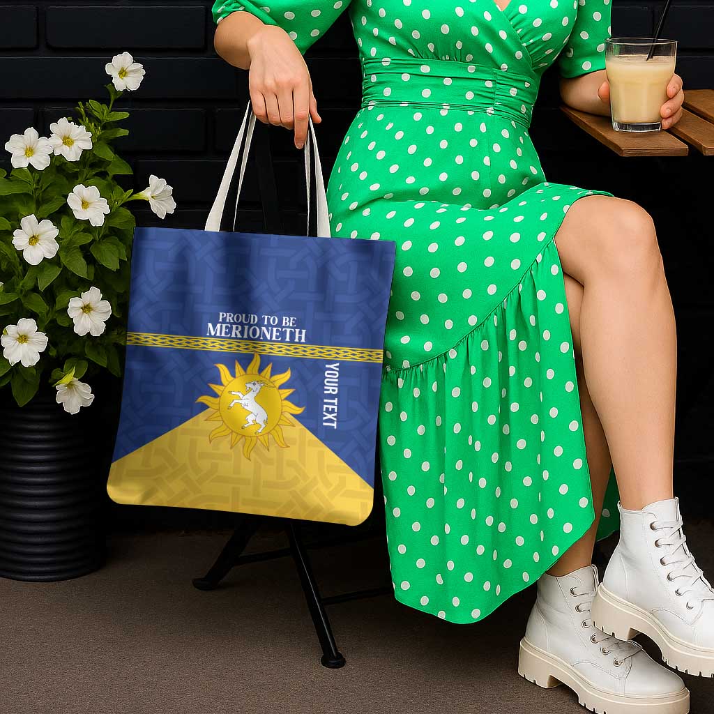 Personalized Merionethshire Wales Tote Bag Celtic Sun and Goat Design - Wonder Print Shop