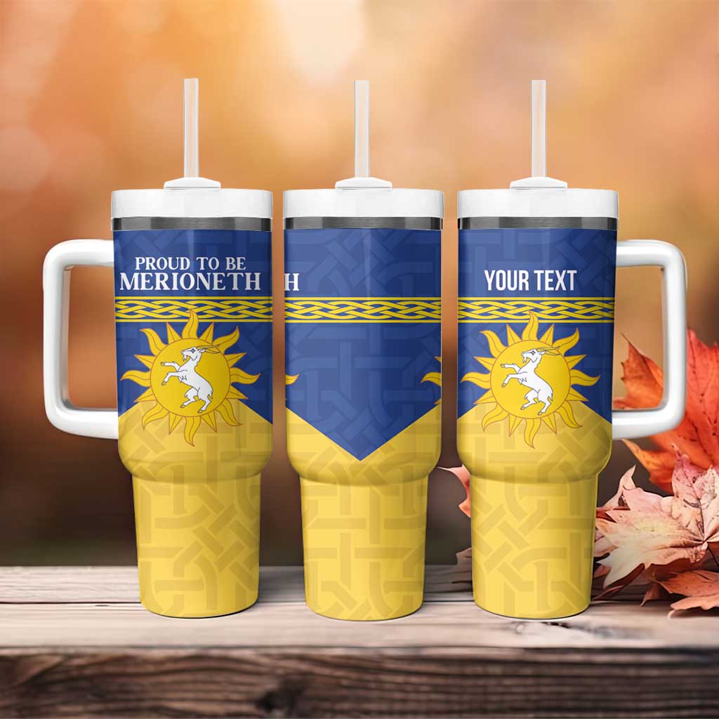 Personalized Merionethshire Wales Tumbler With Handle Celtic Sun and Goat Design - Wonder Print Shop