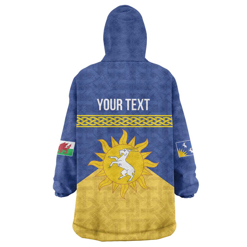Personalized Merionethshire Wales Wearable Blanket Hoodie Celtic Sun and Goat Design - Wonder Print Shop