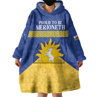 Personalized Merionethshire Wales Wearable Blanket Hoodie Celtic Sun and Goat Design - Wonder Print Shop