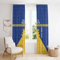 Personalized Merionethshire Wales Window Curtain Celtic Sun and Goat Design - Wonder Print Shop