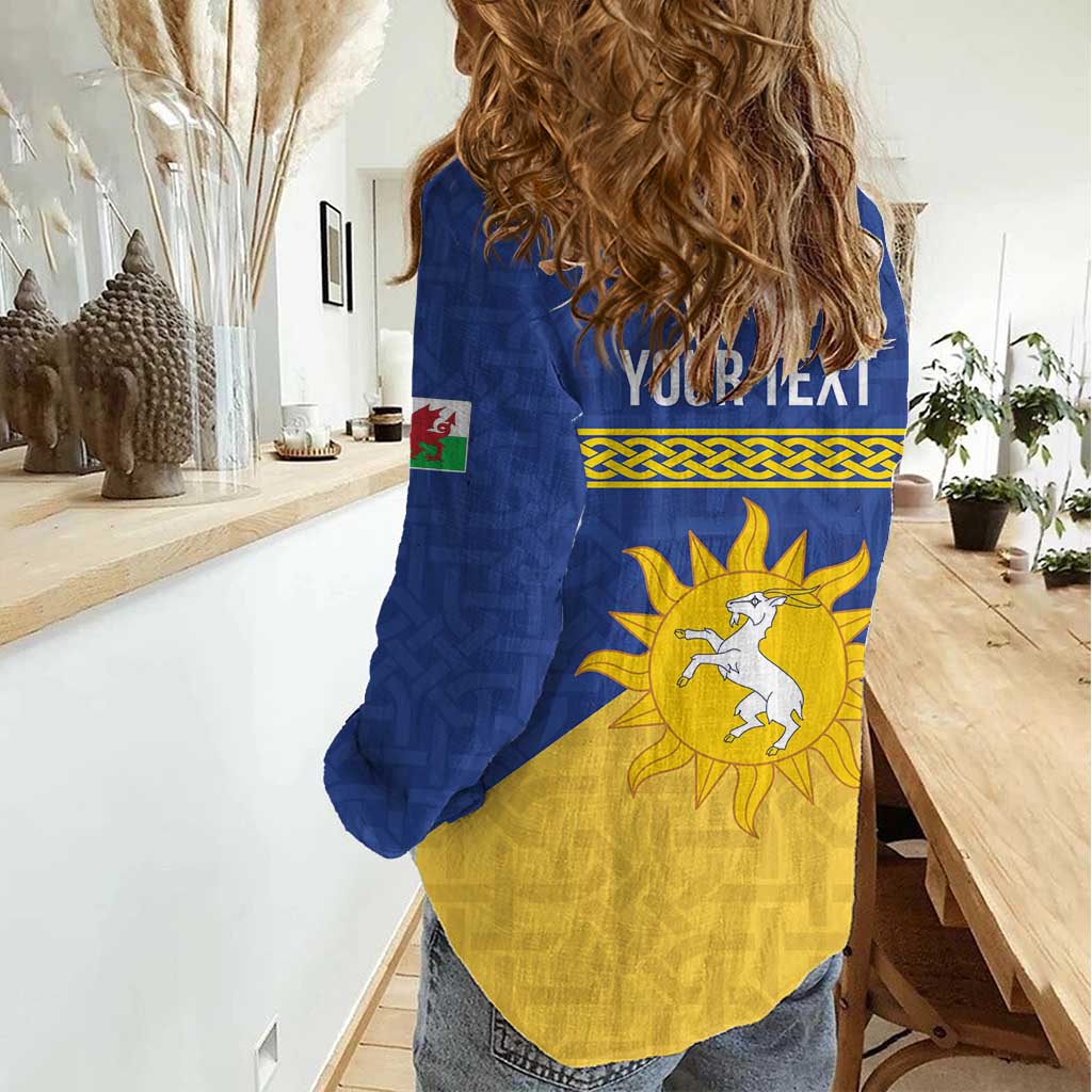 Personalized Merionethshire Wales Women Casual Shirt Celtic Sun and Goat Design - Wonder Print Shop