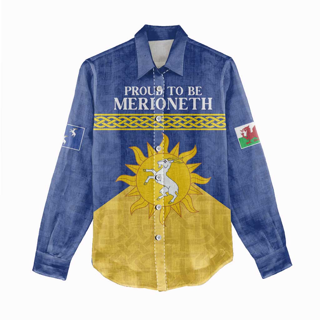 Personalized Merionethshire Wales Women Casual Shirt Celtic Sun and Goat Design - Wonder Print Shop