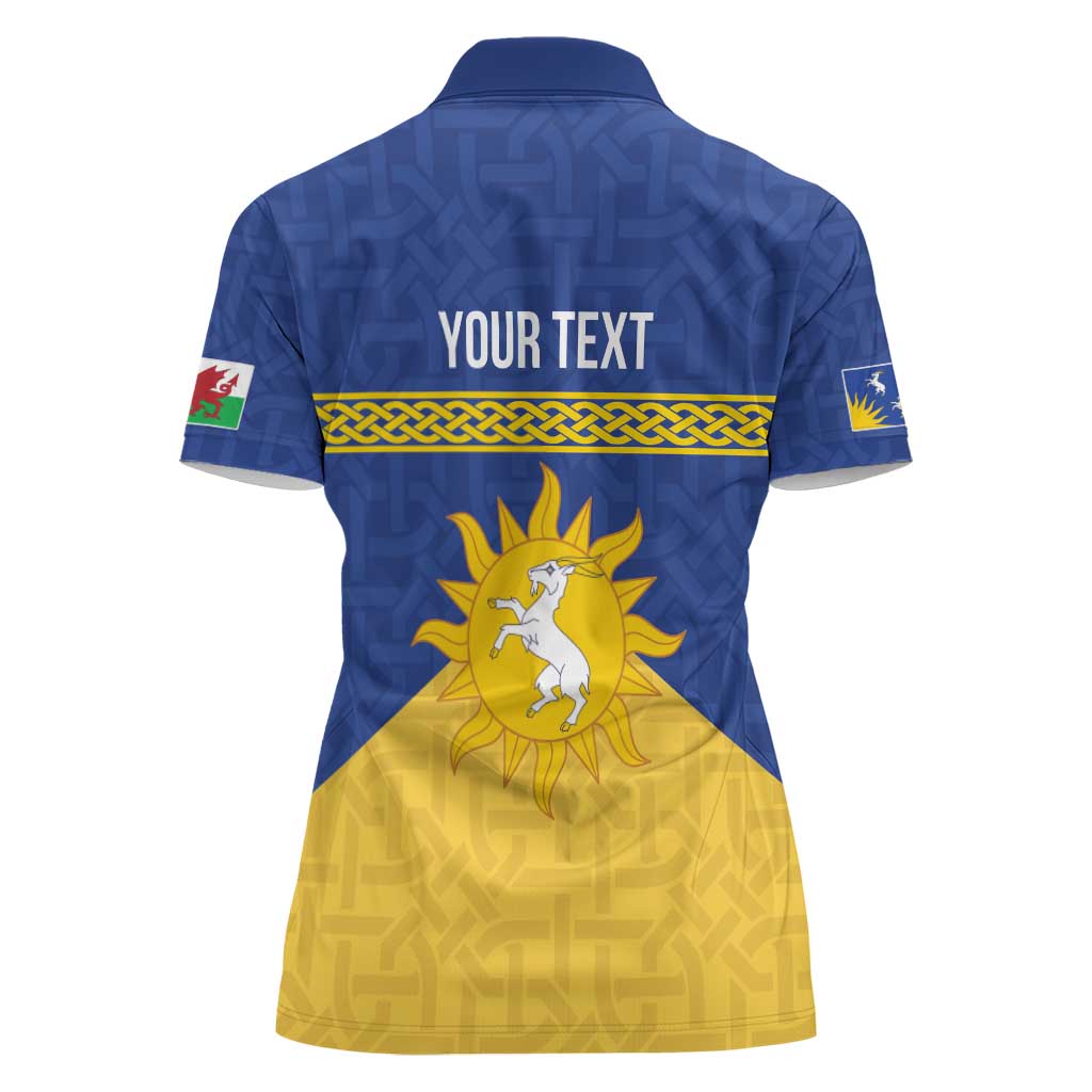 Personalized Merionethshire Wales Women Polo Shirt Celtic Sun and Goat Design - Wonder Print Shop