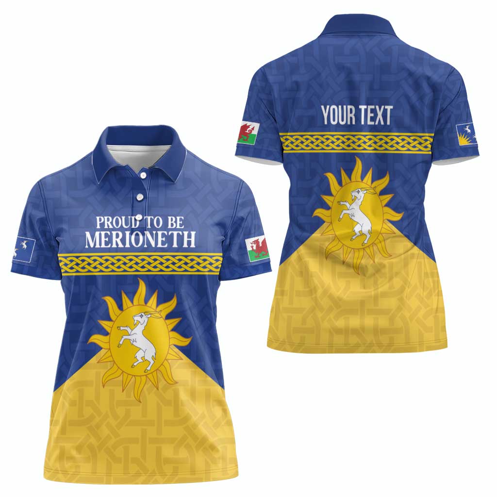 Personalized Merionethshire Wales Women Polo Shirt Celtic Sun and Goat Design - Wonder Print Shop