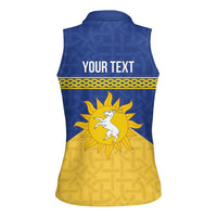 Personalized Merionethshire Wales Women Sleeveless Polo Shirt Celtic Sun and Goat Design - Wonder Print Shop