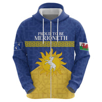 Personalized Merionethshire Wales Zip Hoodie Celtic Sun and Goat Design - Wonder Print Shop