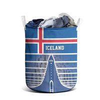 Iceland Hallgrimskirkja Church Laundry Basket Icelandic Flag Design - Wonder Print Shop
