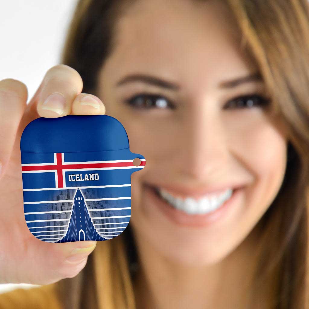 Iceland Hallgrimskirkja Church AirPods Case Icelandic Flag Design - Wonder Print Shop