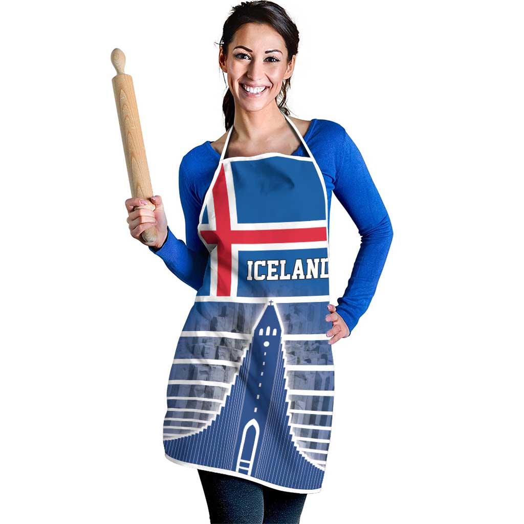 Iceland Hallgrimskirkja Church Apron Icelandic Flag Design - Wonder Print Shop