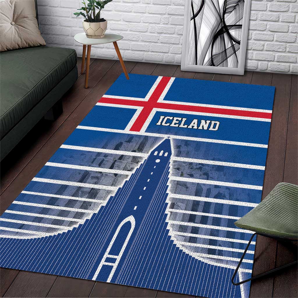 Iceland Hallgrimskirkja Church Area Rug Icelandic Flag Design - Wonder Print Shop