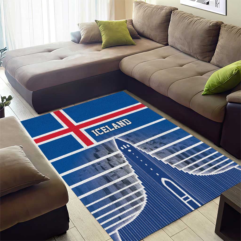 Iceland Hallgrimskirkja Church Area Rug Icelandic Flag Design - Wonder Print Shop