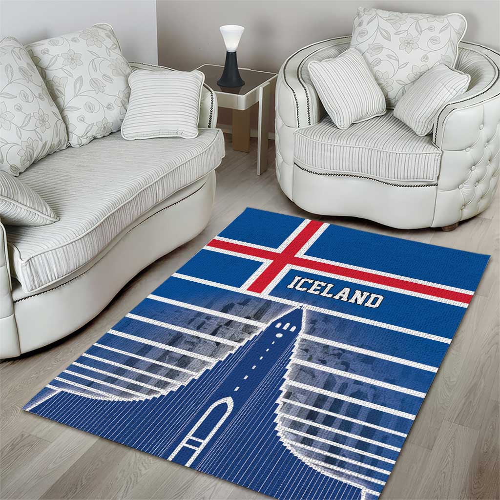 Iceland Hallgrimskirkja Church Area Rug Icelandic Flag Design - Wonder Print Shop