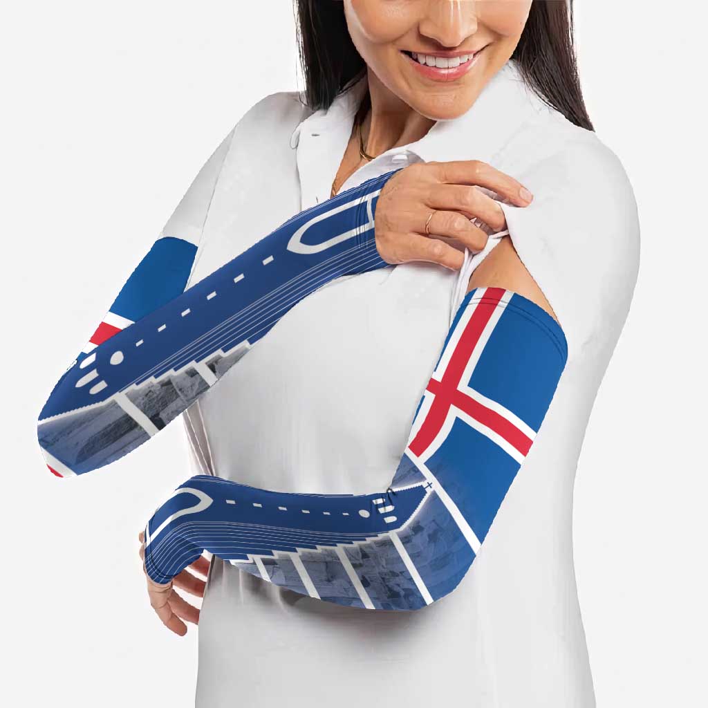 Iceland Hallgrimskirkja Church Arm Sleeves Icelandic Flag Design - Wonder Print Shop