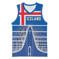 Iceland Hallgrimskirkja Church Basketball Jersey Icelandic Flag Design - Wonder Print Shop