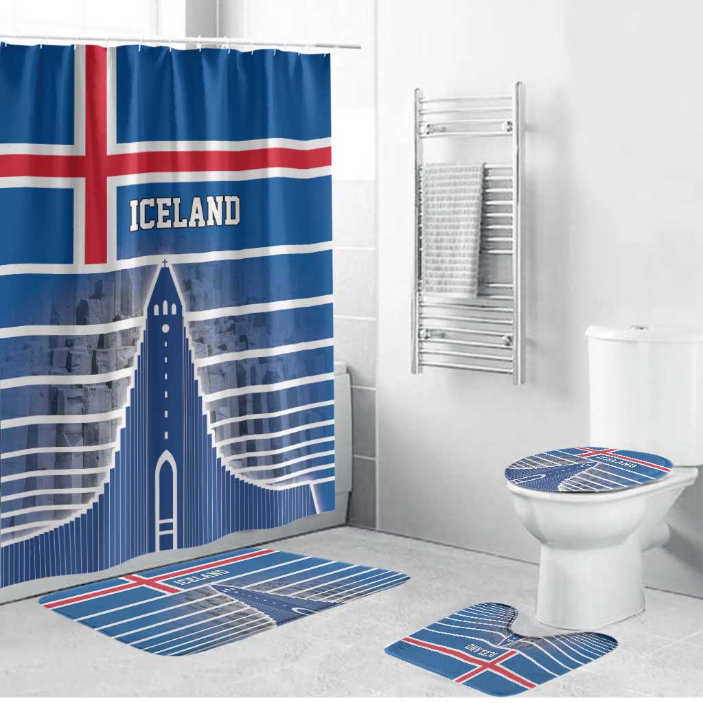 Iceland Hallgrimskirkja Church Bathroom Set Icelandic Flag Design - Wonder Print Shop