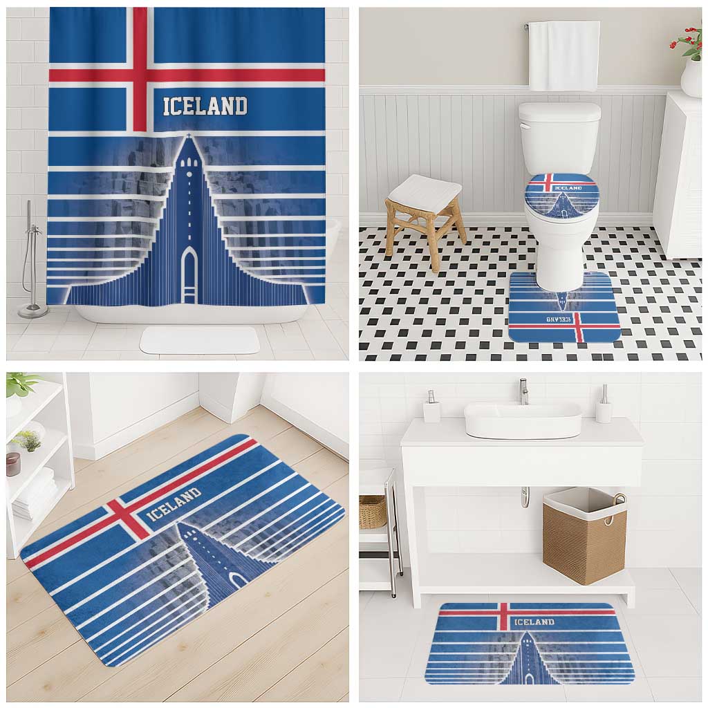 Iceland Hallgrimskirkja Church Bathroom Set Icelandic Flag Design - Wonder Print Shop