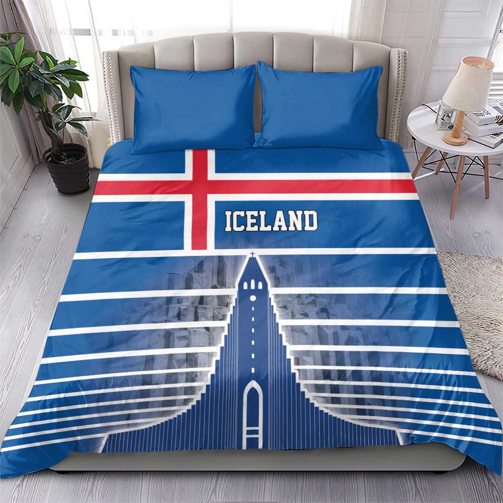 Iceland Hallgrimskirkja Church Bedding Set Icelandic Flag Design - Wonder Print Shop