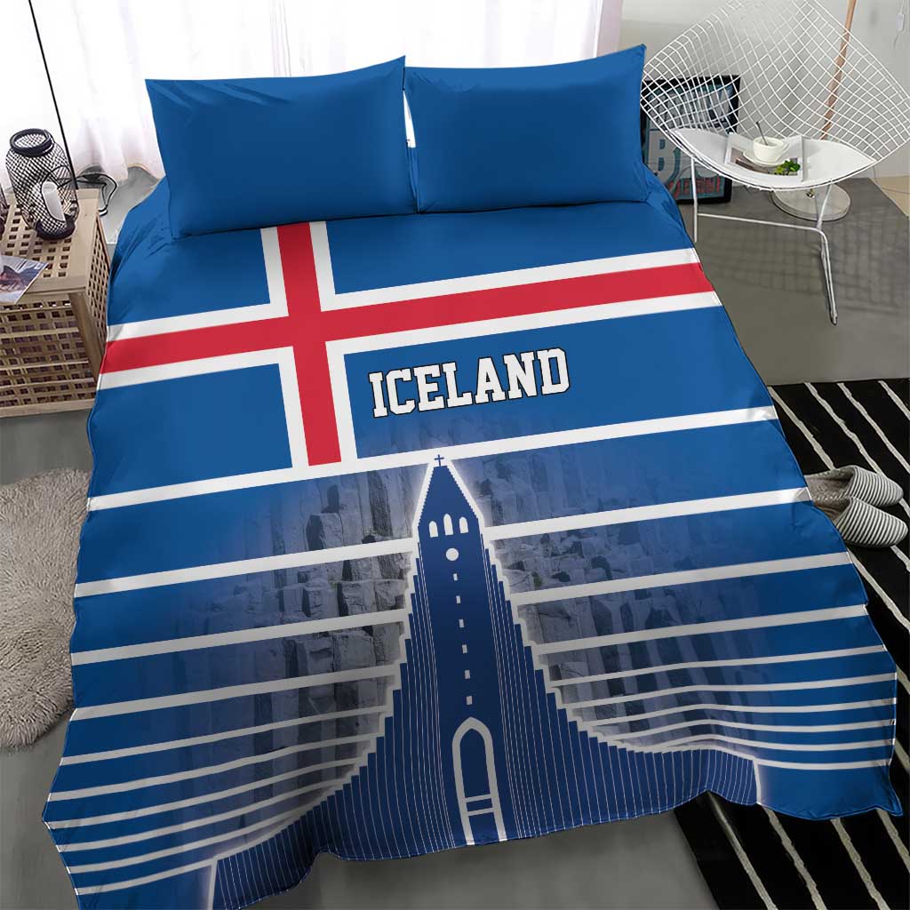 Iceland Hallgrimskirkja Church Bedding Set Icelandic Flag Design - Wonder Print Shop