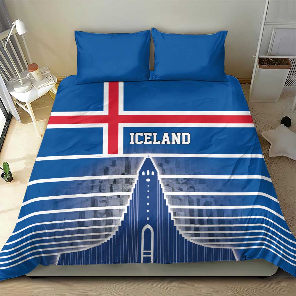 Iceland Hallgrimskirkja Church Bedding Set Icelandic Flag Design - Wonder Print Shop
