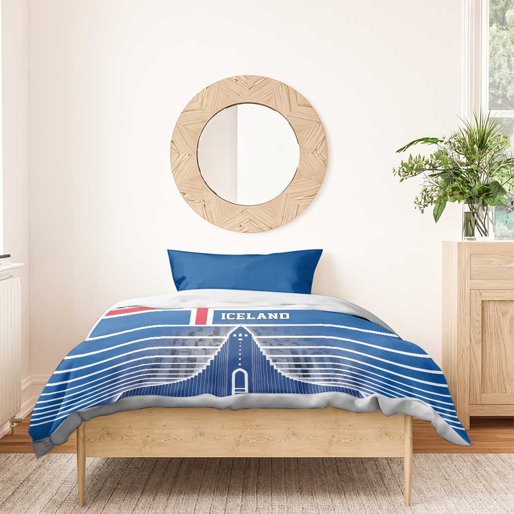 Iceland Hallgrimskirkja Church Bedding Set Icelandic Flag Design - Wonder Print Shop