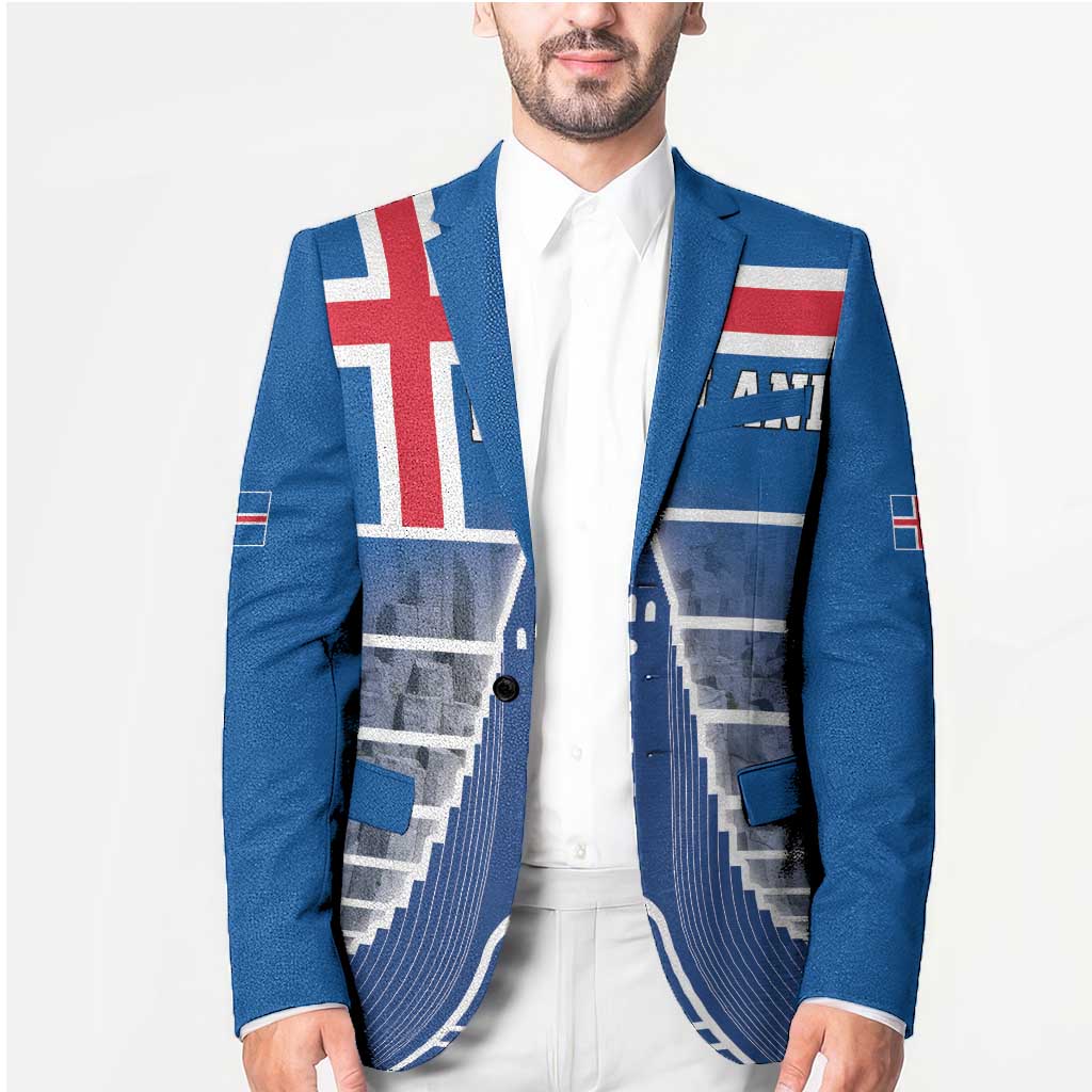 Iceland Hallgrimskirkja Church Blazer Icelandic Flag Design - Wonder Print Shop
