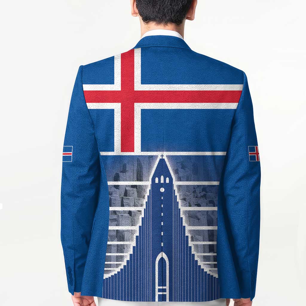 Iceland Hallgrimskirkja Church Blazer Icelandic Flag Design - Wonder Print Shop
