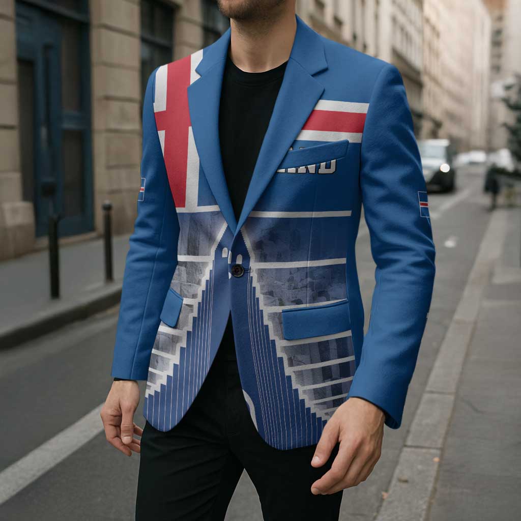 Iceland Hallgrimskirkja Church Blazer Icelandic Flag Design - Wonder Print Shop