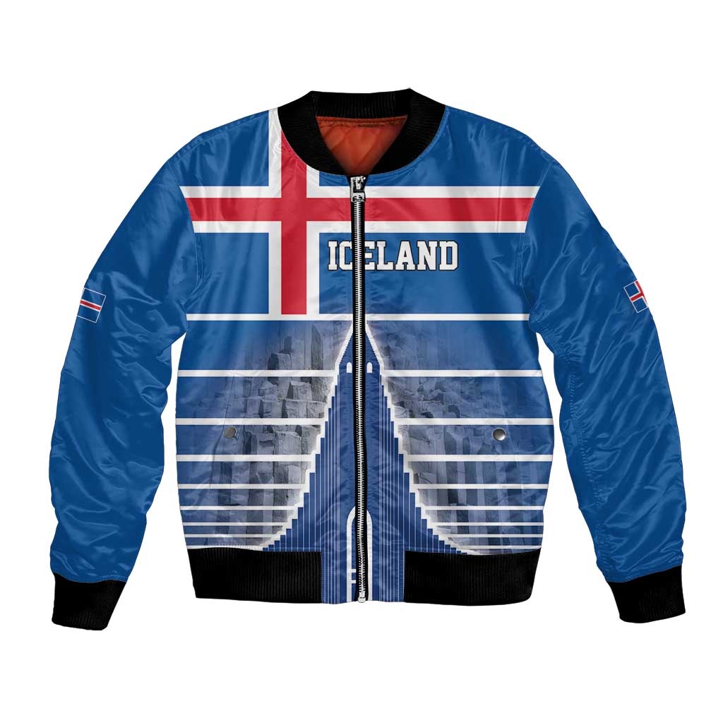 Iceland Hallgrimskirkja Church Bomber Jacket Icelandic Flag Design - Wonder Print Shop