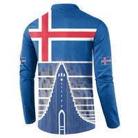 Iceland Hallgrimskirkja Church Button Sweatshirt Icelandic Flag Design - Wonder Print Shop