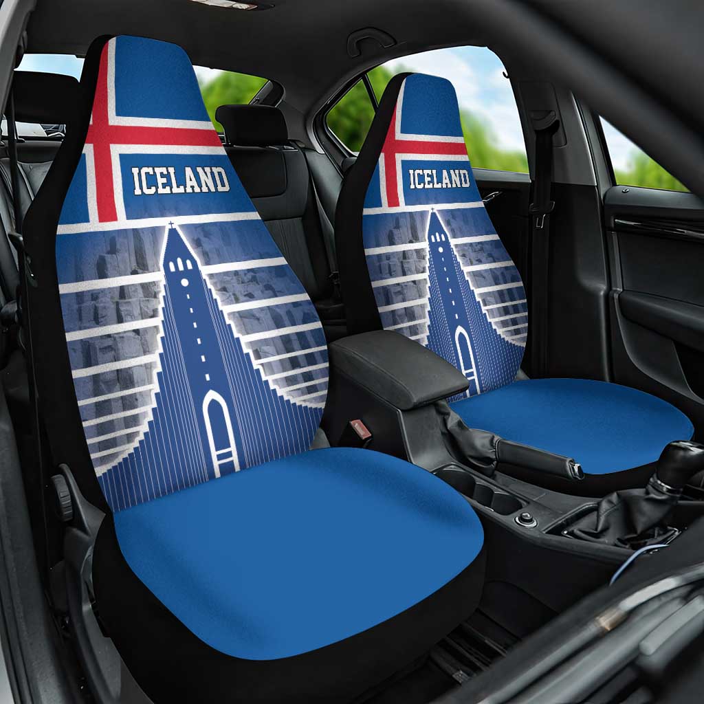 Iceland Hallgrimskirkja Church Car Seat Cover Icelandic Flag Design - Wonder Print Shop